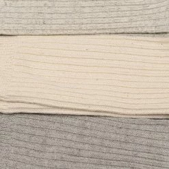 ROTOTO Organic Cotton Daily 3 Pack Ribbed Crew Socks Ecru/Grey 19 ROTOTO Organic Cotton Daily 3 Pack Ribbed Crew Socks Ecru/Grey