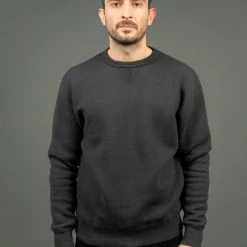 Loop & Weft Tompkins Knit V-Gusset Crewneck Sweatshirt Black