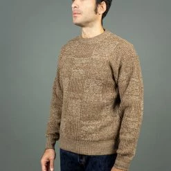 Loop & Weft Merino Super Lamb Switch Panel Crewneck Sweater Mix Brown