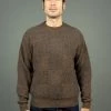 Loop & Weft Merino Super Lamb Switch Panel Crewneck Sweater Deep Clay Brown