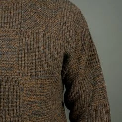 Loop & Weft Merino Super Lamb Switch Panel Crewneck Sweater Deep Clay Brown