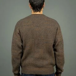 Loop & Weft Merino Super Lamb Switch Panel Crewneck Sweater Deep Clay Brown