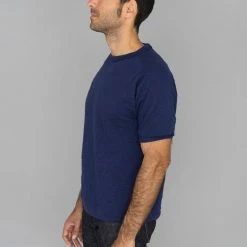 Loop & Weft Heather Slub Cotton Freedom Crewneck T-Shirt French Navy Blue