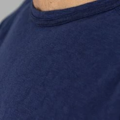 Loop & Weft Heather Slub Cotton Freedom Crewneck T-Shirt French Navy Blue