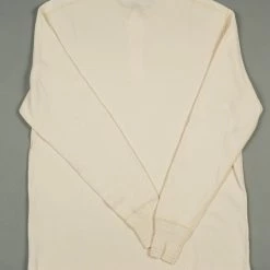 Loop & Weft Fine Aran Honeycomb Henley Neck Thermal Vintage Ivory
