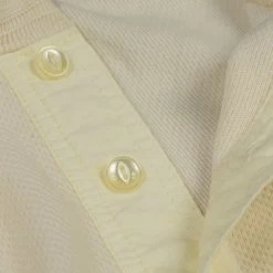 Loop & Weft Fine Aran Honeycomb Henley Neck Thermal Vintage Ivory