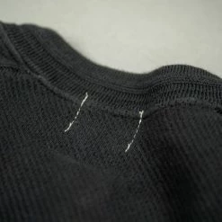 Loop & Weft Fine Aran Honeycomb Henley Neck Thermal Royal Black