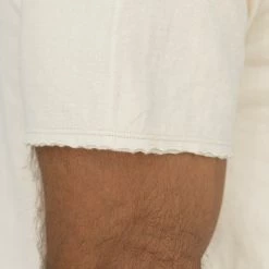 NEW ARRIVALS Loop & Weft Dual Layered Knit Raw Edge Crewneck T-Shirt Vintage Ivory