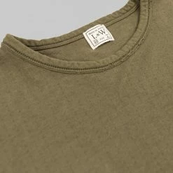 NEW ARRIVALS Loop & Weft Dual Layered Knit Raw Edge Crewneck T-Shirt Army Olive
