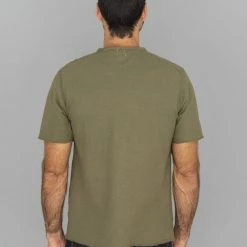 NEW ARRIVALS Loop & Weft Dual Layered Knit Raw Edge Crewneck T-Shirt Army Olive