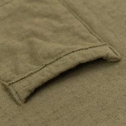 Loop & Weft Dual Layered Knit Raw Edge Pocket Crewneck T-Shirt Army Olive