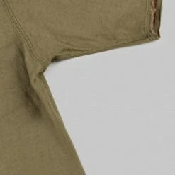 NEW ARRIVALS Loop & Weft Dual Layered Knit Raw Edge Crewneck T-Shirt Army Olive