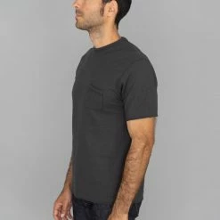Loop & Weft Dual Layered Knit Raw Edge Pocket Crewneck T-Shirt Antique Black NEW ARRIVALS