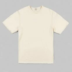 NEW ARRIVALS Loop & Weft Dual Layered Knit Raw Edge Crewneck T-Shirt Vintage Ivory