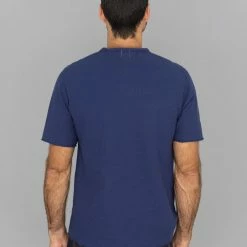 Loop & Weft Dual Layered Knit Raw Edge Crewneck T-Shirt French Navy Blue NEW ARRIVALS