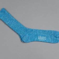 Nishiguchi Kutsushita Hemp Cotton Ribbed Socks Ocean Blue