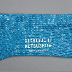 Nishiguchi Kutsushita Hemp Cotton Ribbed Socks Ocean Blue