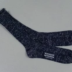 Nishiguchi Kutsushita Hemp Cotton Ribbed Socks Midnight