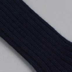Nishiguchi Kutsushita Wool Ribbed Socks Navy