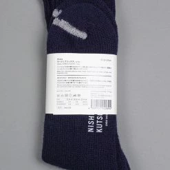 Nishiguchi Kutsushita Wool Ribbed Socks Navy