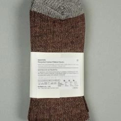 Nishiguchi Kutsushita Recycled Cotton Ribbed Socks Brown
