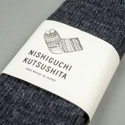 Nishiguchi Kutsushita Recycled Cotton Ribbed Socks Charcoal
