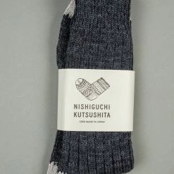 Nishiguchi Kutsushita Recycled Cotton Ribbed Socks Charcoal
