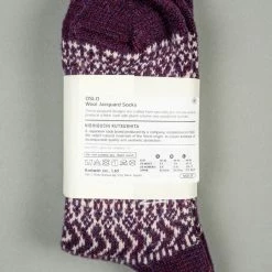 Nishiguchi Kutsushita Wool Jacquard Socks Good Purple
