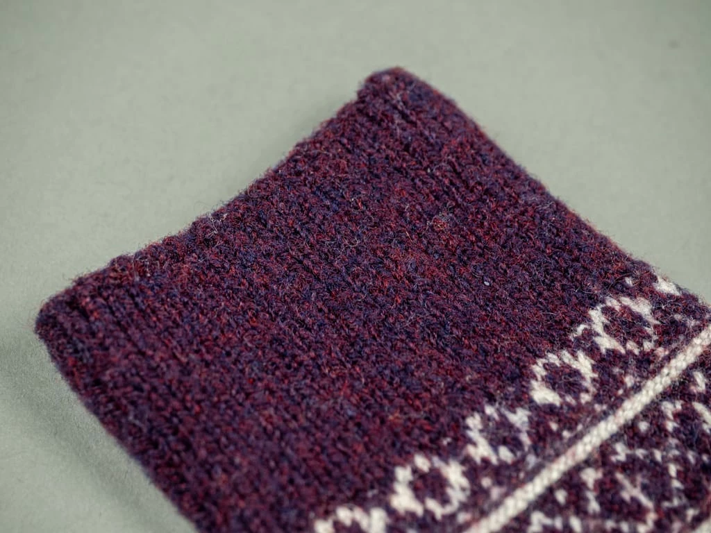 Nishiguchi Kutsushita Wool Jacquard Socks Good Purple 14 Nishiguchi Kutsushita Wool Jacquard Socks Good Purple