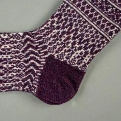 Nishiguchi Kutsushita Wool Jacquard Socks Good Purple 18 Nishiguchi Kutsushita Wool Jacquard Socks Good Purple