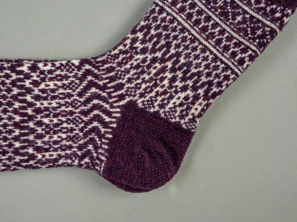 Nishiguchi Kutsushita Wool Jacquard Socks Good Purple 6 Nishiguchi Kutsushita Wool Jacquard Socks Good Purple