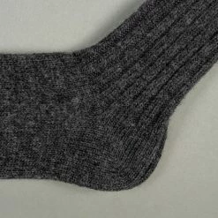 Nishiguchi Kutsushita Wool Ribbed Socks Charcoal 18 Nishiguchi Kutsushita Wool Ribbed Socks Charcoal