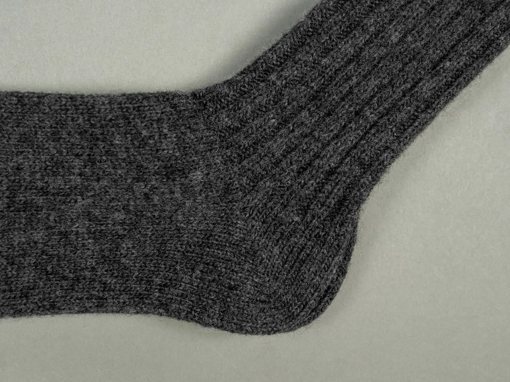 Nishiguchi Kutsushita Wool Ribbed Socks Charcoal 6 Nishiguchi Kutsushita Wool Ribbed Socks Charcoal