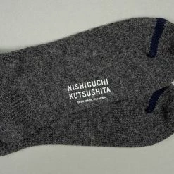 Nishiguchi Kutsushita Wool Ribbed Socks Charcoal 19 Nishiguchi Kutsushita Wool Ribbed Socks Charcoal