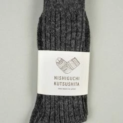 Nishiguchi Kutsushita Wool Ribbed Socks Charcoal