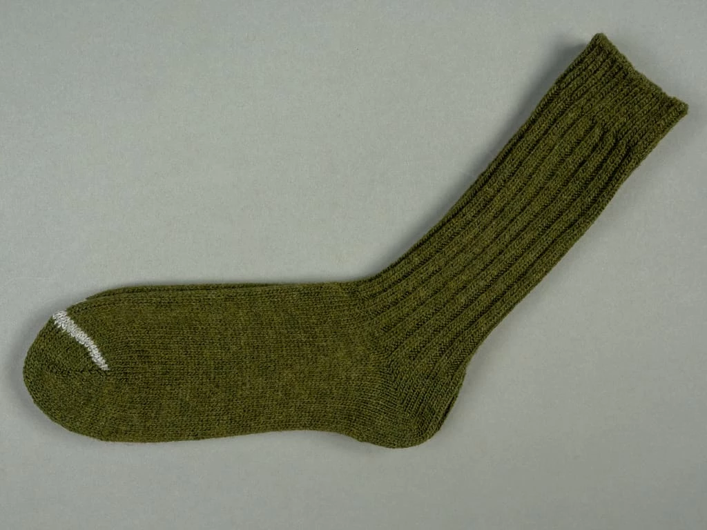 Nishiguchi Kutsushita Wool Ribbed Socks Khaki 5 Nishiguchi Kutsushita Wool Ribbed Socks Khaki
