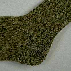 Nishiguchi Kutsushita Wool Ribbed Socks Khaki 19 Nishiguchi Kutsushita Wool Ribbed Socks Khaki