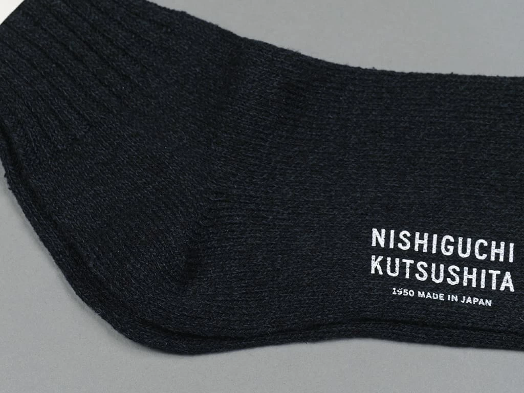 Nishiguchi Kutsushita Silk Cotton Socks Black 8 Nishiguchi Kutsushita Silk Cotton Socks Black