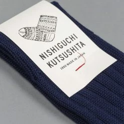 Nishiguchi Kutsushita Egyptian Cotton Ribbed Navy 13 Nishiguchi Kutsushita Egyptian Cotton Ribbed Navy