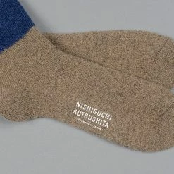 Nishiguchi Kutsushita Mohair Wool Pile Socks Navy