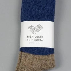 Nishiguchi Kutsushita Mohair Wool Pile Socks Navy