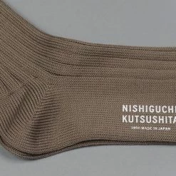 Nishiguchi Kutsushita Egyptian Cotton Ribbed Chocolate Milk