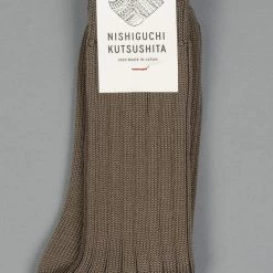 Nishiguchi Kutsushita Egyptian Cotton Ribbed Chocolate Milk