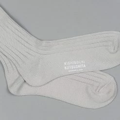 Nishiguchi Kutsushita Egyptian Cotton Ribbed Light Grey