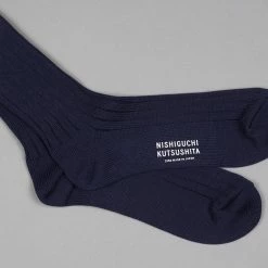 Nishiguchi Kutsushita Egyptian Cotton Ribbed Navy 11 Nishiguchi Kutsushita Egyptian Cotton Ribbed Navy