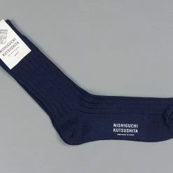 Nishiguchi Kutsushita Egyptian Cotton Ribbed Navy 14 Nishiguchi Kutsushita Egyptian Cotton Ribbed Navy
