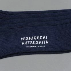 Nishiguchi Kutsushita Egyptian Cotton Ribbed Navy 15 Nishiguchi Kutsushita Egyptian Cotton Ribbed Navy