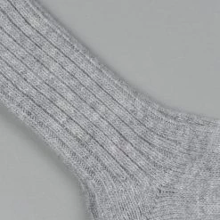 Nishiguchi Kutsushita Wool Ribbed Socks Light Grey 14 Nishiguchi Kutsushita Wool Ribbed Socks Light Grey