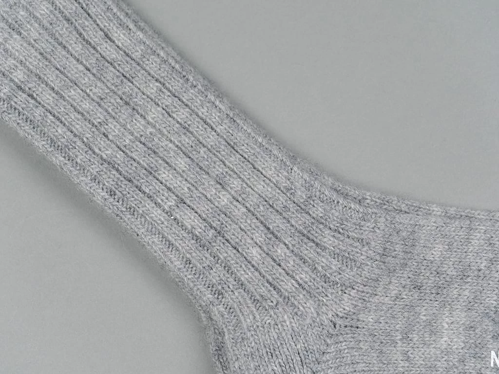 Nishiguchi Kutsushita Wool Ribbed Socks Light Grey 7 Nishiguchi Kutsushita Wool Ribbed Socks Light Grey