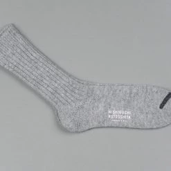 Nishiguchi Kutsushita Wool Ribbed Socks Light Grey 12 Nishiguchi Kutsushita Wool Ribbed Socks Light Grey